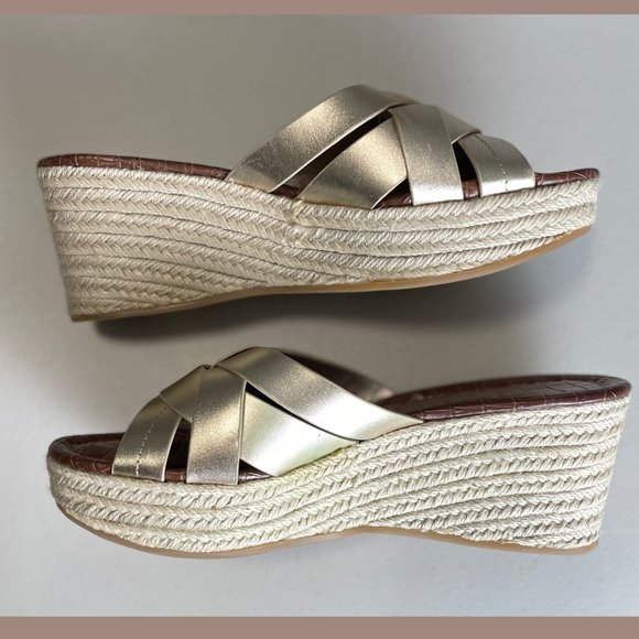 NWOT Sam Edelman Ramona Wedge Sandal - Gold - Picture 6 of 9